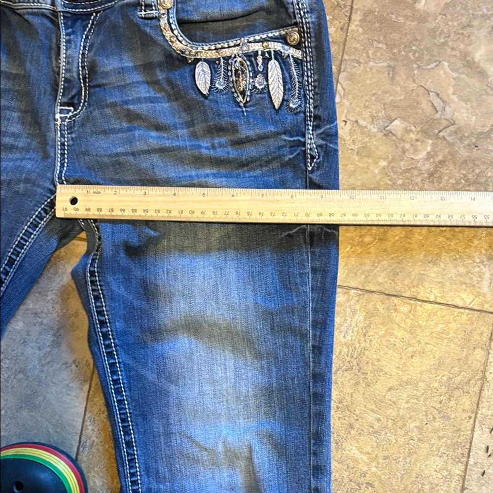 Grace in LA Womens Bootcut Jeans Feather Dreamcatcher Bling Western Y2K Size 31 - Picture 11 of 14